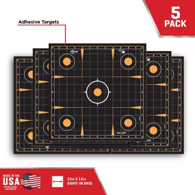 Image showing  Splash Reactive Adhesive Paper Shooting Targets, Sight In Grid, 12 in. Square, 10 pk., Black and Orange