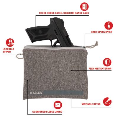 Image showing  7-9 in. Lockable Handgun Storage Pouch with Writeable ID Label, Gray