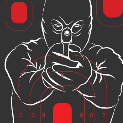 Image showing  Splash Reactive Paper Shooting Targets, Bad Guy Target, 12 in. W x 18 in. H, 5 pk., Black and Red