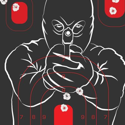 Image showing  Splash Reactive Paper Shooting Targets, Bad Guy Target, 12 in. W x 18 in. H, 5 pk., Black and Red