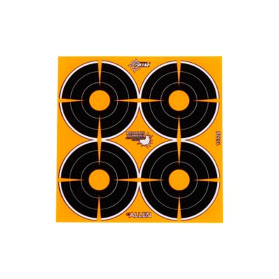 EZ Aim Adhesive Splash Reactive Paper Shooting Targets, 3 in. Bullseye, 4 Targets per Sheet, 12 Sheets, Black and Orange