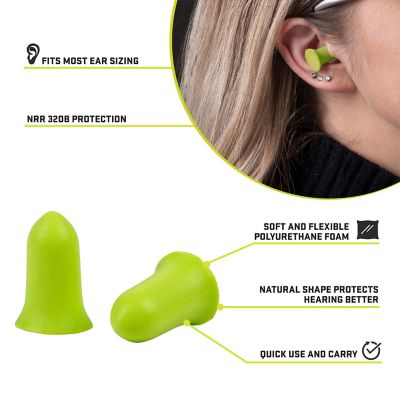 Image showing  Tapered Foam Ear Plugs, 25-Pairs / Jar, Lime