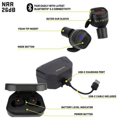 Image showing  Bionic Fuse Bluetooth Earbuds with Charging Case, Dark Gray
