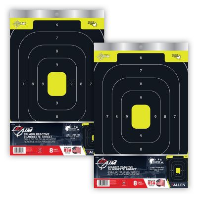 EZ Aim Splash Reactive Paper Shooting Targets, IPSC Silhouette Trainer, 12.5 in. W x 18.25 in. H, 2 pk., Black and Chartreuse