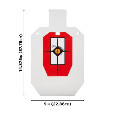 Image showing  Hardrock AR500 IPSC Silhouette Shooting Target, 9 in. W x 14.875H in., White and Red and Black