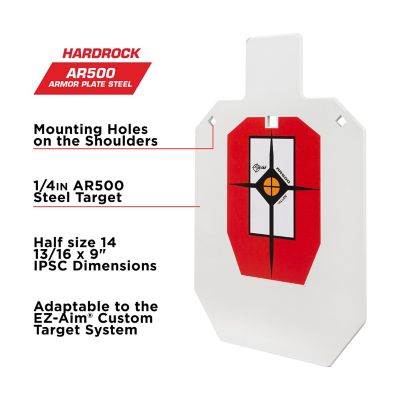 Image showing  Hardrock AR500 IPSC Silhouette Shooting Target, 9 in. W x 14.875H in., White and Red and Black