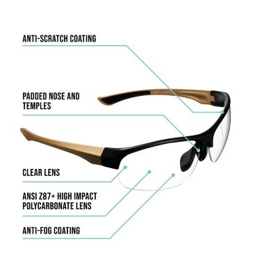 Image showing  Devotee Protective Shooting Safety Glasses, Clear Lenses, Anti-Scratch/Fog/UV Coated