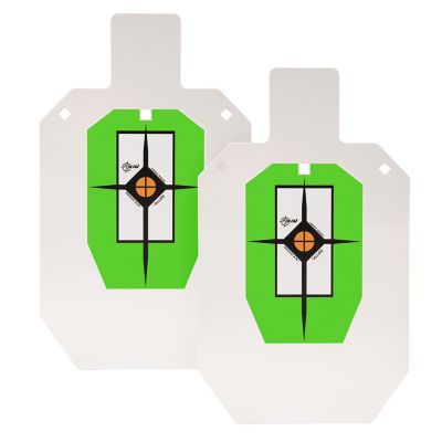 EZ Aim Hardrock AR500 Steel Shooting Target, 3/8 in. Thick, IPSC Silhouette, 12 in. W x 20 in. H, 2 pk., White, Green, Black