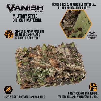 Image showing  New Die Cut Camo Material, 9.8 ft. x 58 in., Olive and Realtree Edge