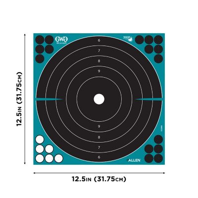 Image showing  Adhesive Splash Reactive Paper Shooting Targets, Bullseye, 12 in. W x 12 in. H, 5 pk., Black and Teal