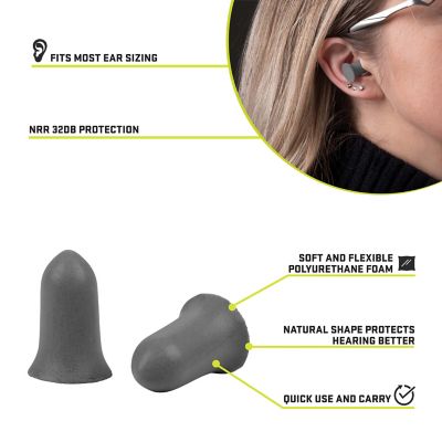 Image showing  Tapered Foam Ear Plugs, 25-Pairs / Jar, Gray