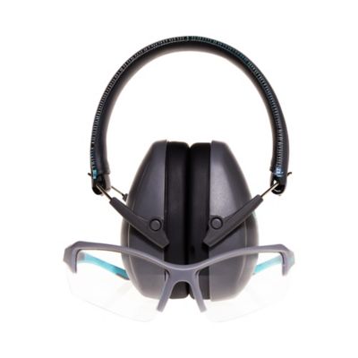 Image showing 7 th Girls With Guns Assure Protective Safety Glasses & Earmuffs Combo Set, Gray/Teal/Black