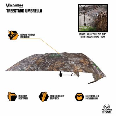 Image showing  Instant Roof Tree Stand Umbrella - Large Umbrella with Realtree Edge Camo - Durable and Portable Hunting Umbrella