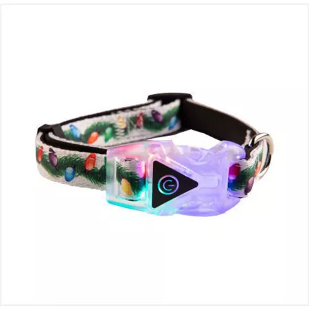 Hip Doggie Adjustable Dog Collar with Christmas Lights Dog Basic Collars