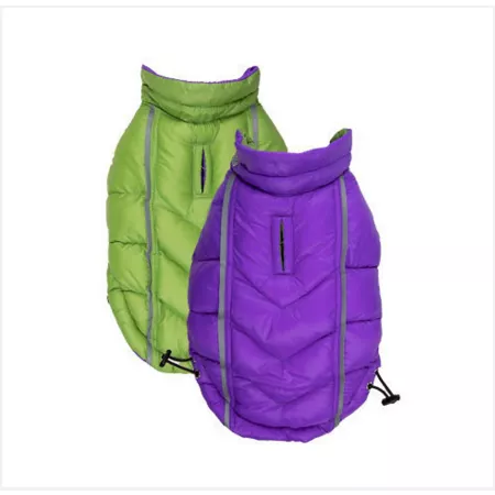 Hip Doggie Featherlite Reversible Dog Coat Green Purple Dog Coats & Jackets