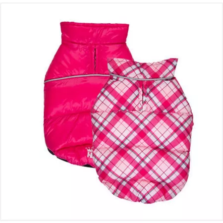 Hip Doggie Flex Fit Reversible Quilted Vest for Dogs Pink Check Dog Coats & Jackets