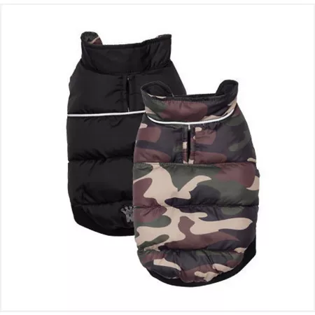 Hip Doggie Flex Fit Reversible Quilted Vest for Dogs Black Camo Dog Coats & Jackets