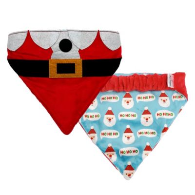 Hip Doggie Reversible Velour Santa Bandana for Dogs