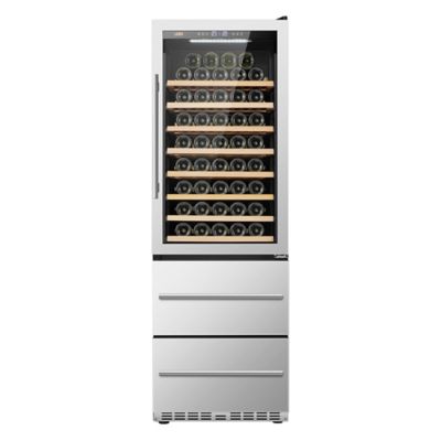 Lanbo Dual Zone Wine Cooler with 2 Drawers for Beverages, 97 Bottle and 140 Can Capacity