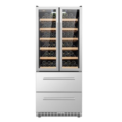 Lanbo Dual Zone Wine Cooler with 2 Drawers for Beverages, 168 Bottles and 300 Cans Capacity