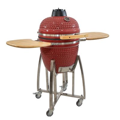 Sunnydaze Decor Ceramic Kamado Egg Grill and Smoker with Side Tables, APX-4691