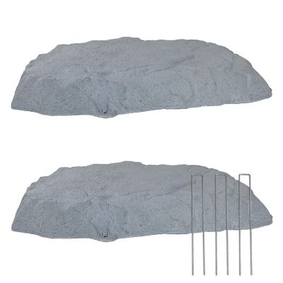 Image showing  Set of 2 Flat Artificial Landscape Rocks with Stakes, DG-246-COMBO-2PK