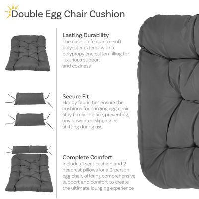 Image showing  Andrei Double Egg Chair Replacement Cushion Set Dark Gray