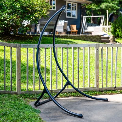 Image showing  Curved Steel Hanging Hammock Chair Stand Black 84 in.