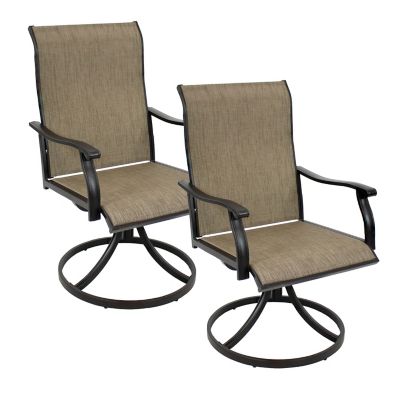 Sunnydaze Decor Classic Garden Patio Swivel Dining Chairs - Brown - Set of 2
