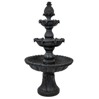 Sunnydaze Decor Electric Fiberglass 3-Tier Welcome Pineapple Top Outdoor Water Fountain - 57 in. - Deep Espresso, FC-6291