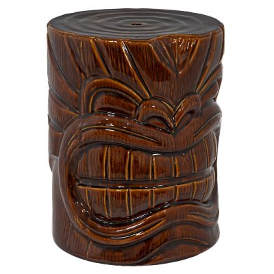 Sunnydaze Decor Wood-Look Tiki Head Ceramic Garden Stool - 17 in.