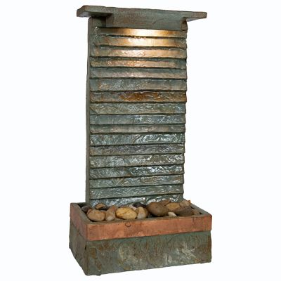 Sunnydaze Decor 19.5 in. H Slate Ridge Tabletop Waterfall Fountain with LED Light, GSI-5991