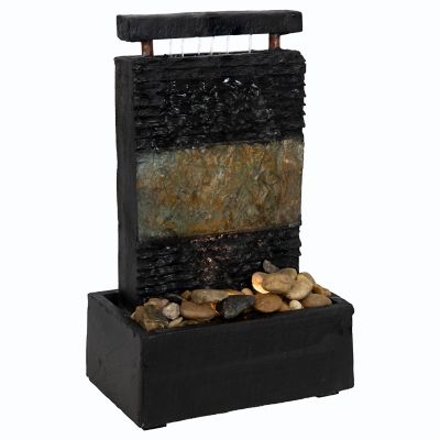 Sunnydaze Decor Rainfall Ridged Slate Tabletop Fountain with Light 16 in., GSI-6121