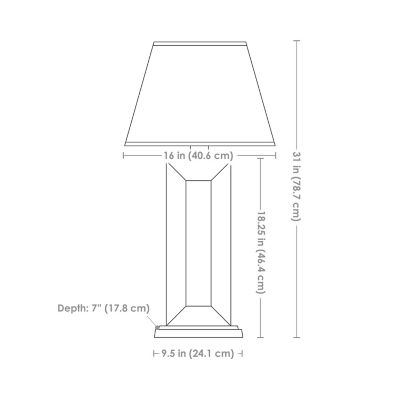 Image showing  Open Rectangle Slate Outdoor Table Lamp - 31 in. H