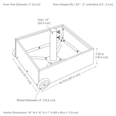 Image showing  Outdoor Umbrella Base with Fillable Planter and Wheels