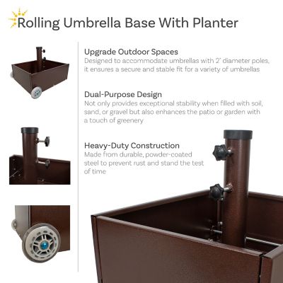 Image showing  Outdoor Umbrella Base with Fillable Planter and Wheels