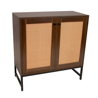 Sunnydaze Decor 2 Door MDF Accent Cabinet with Shelf and Rattan Doors, JAH-1551