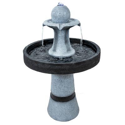 Sunnydaze Decor Contemporary 2-Tone Outdoor Water Fountain with Light 29.5 in., LZH-5371