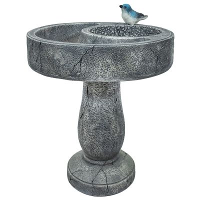 Sunnydaze Decor Bird Bath with Birdseed Feeder Compartment 29 in.