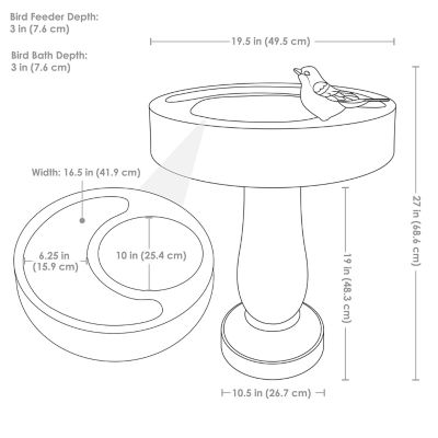 Image showing  Bird Bath with Birdseed Feeder Compartment 29 in.