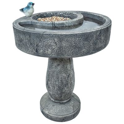 Image showing 7 th Sunnydaze Decor Bird Bath with Birdseed Feeder Compartment 29 in.