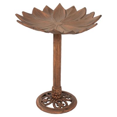 Sunnydaze Decor Garden Lotus Metal Bird Bath Copper Patina 16.5 in.