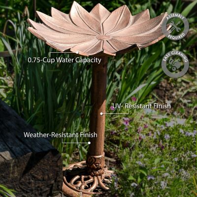 Image showing  Garden Lotus Metal Bird Bath Copper Patina 16.5 in.