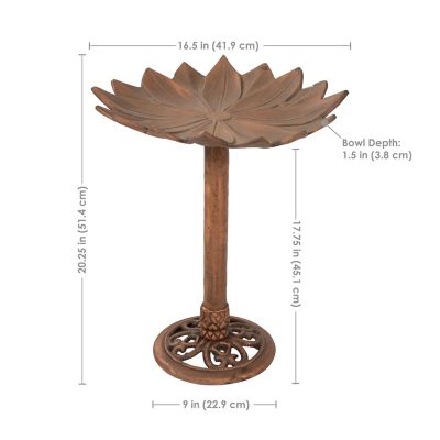 Image showing  Garden Lotus Metal Bird Bath Copper Patina 16.5 in.