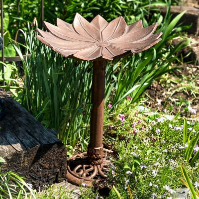 Image showing 5 th Sunnydaze Decor Garden Lotus Metal Bird Bath Copper Patina 16.5 in.