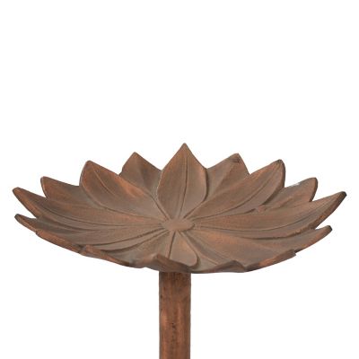 Image showing 7 th Sunnydaze Decor Garden Lotus Metal Bird Bath Copper Patina 16.5 in.