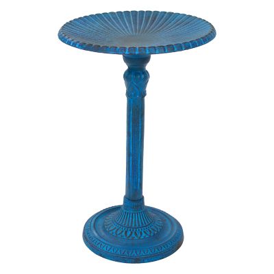 Sunnydaze Decor Art Deco Sunburst Metal Bird Bath Blue Patina 14 in.