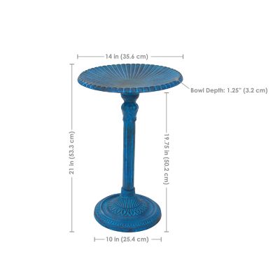 Image showing  Art Deco Sunburst Metal Bird Bath Blue Patina 14 in.