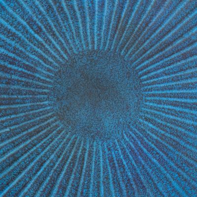 Image showing 6 th Sunnydaze Decor Art Deco Sunburst Metal Bird Bath Blue Patina 14 in.