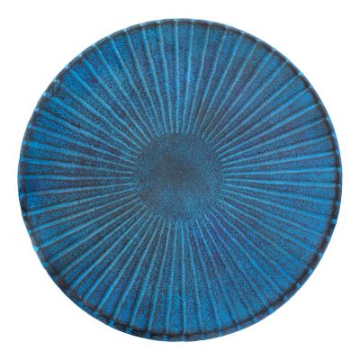 Image showing 7 th Sunnydaze Decor Art Deco Sunburst Metal Bird Bath Blue Patina 14 in.